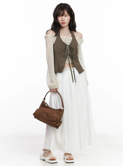flowy-boho-long-skirt-cf519 / White