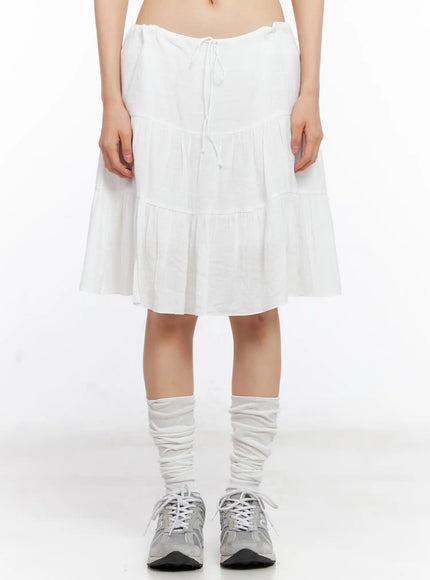 tiered-flowy-midi-skirt-cl529 / White