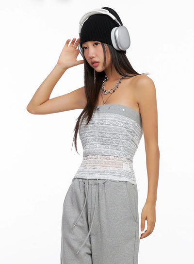 studded-lace-tube-top-ig528 / White