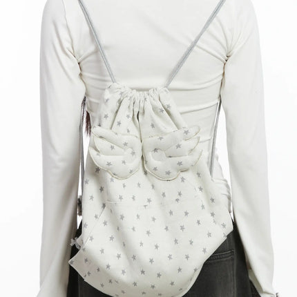 starry-angel-drawstring-bag-cd519 / White