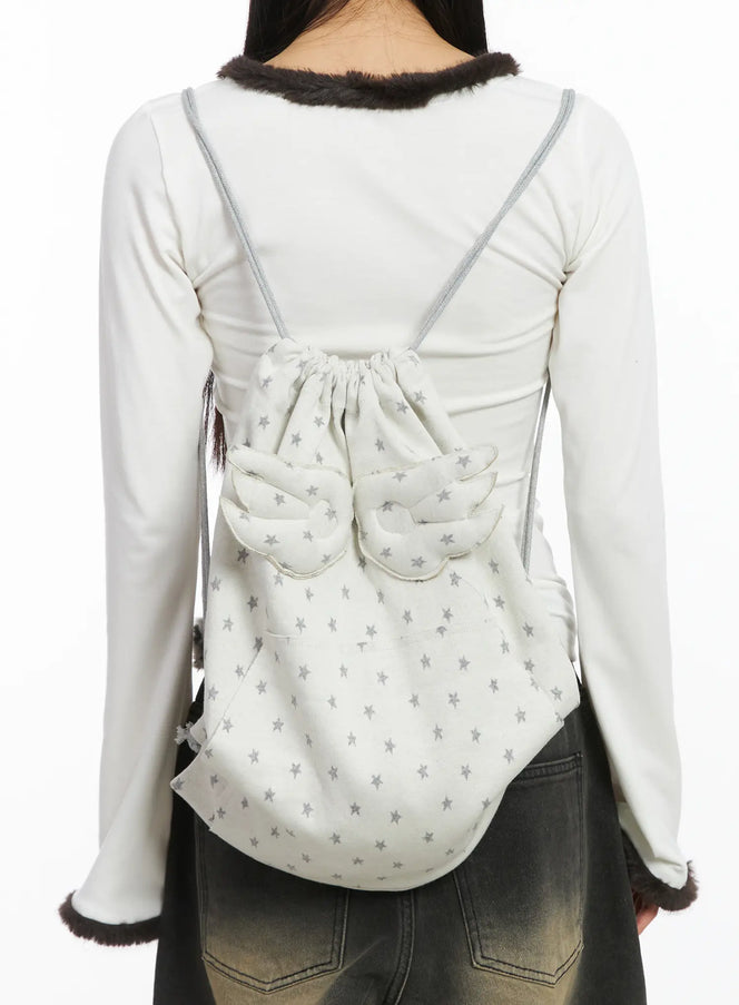 starry-angel-drawstring-bag-cd519 / White