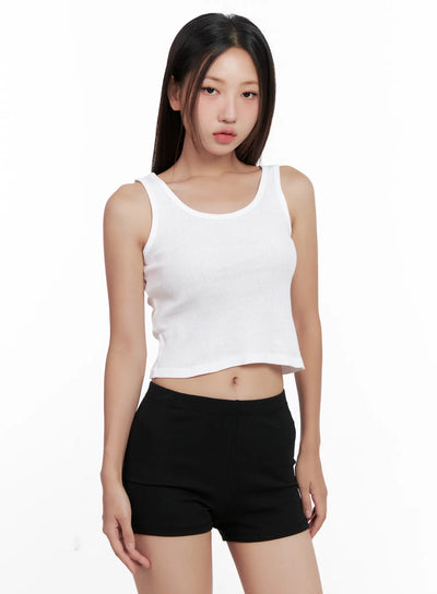essential-ribbed-crop-tank-cl521 / White