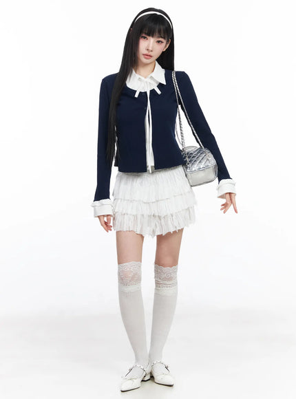 tiered-ruffle-mini-skirt-cf518 / White