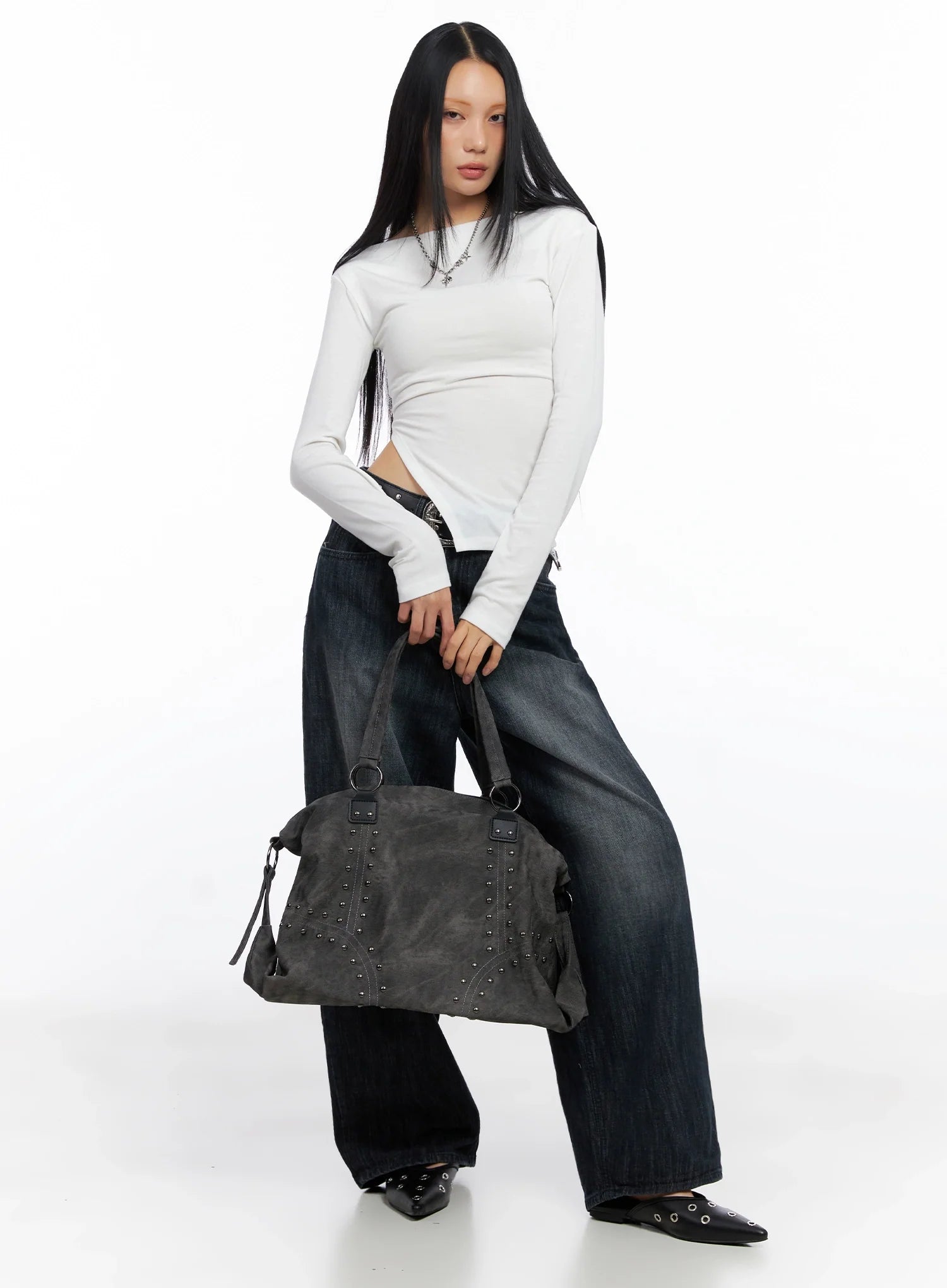 asymmetric-side-slit-off-shoulder-top-co517 / White