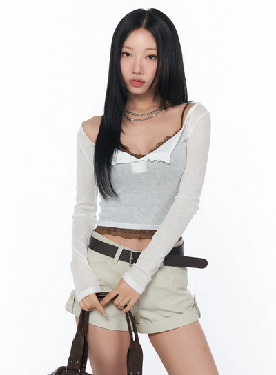 ribbed-sheer-button-long-sleeve-tee-cy512 / White