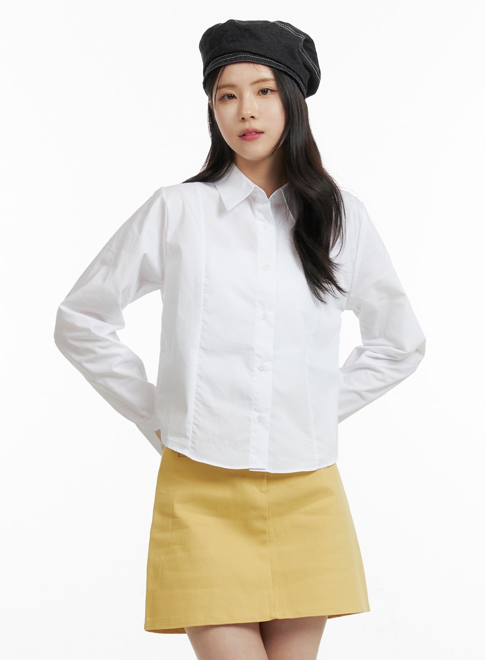 basic-collar-button-up-shirt-of408 / White