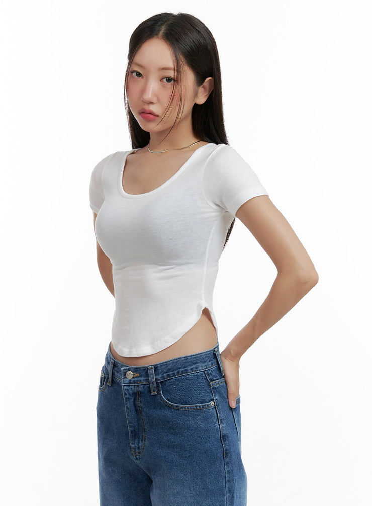 slim-u-neck-crop-top-cl431 / White