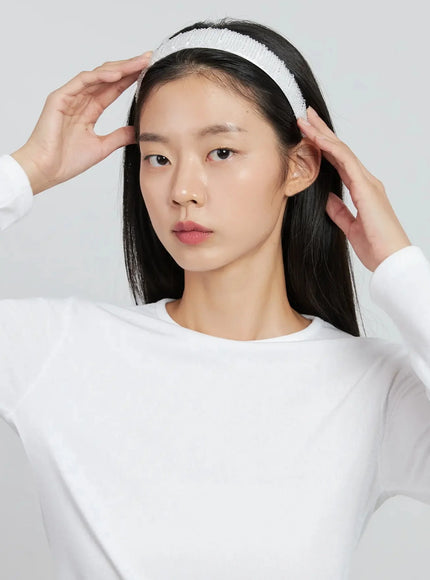 beaded-hairband-in525 / White