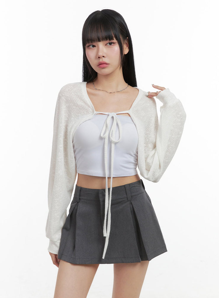 strap-bolero-knit-cardigan-os409 / White