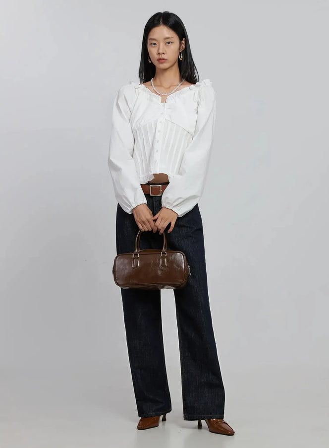 frill-button-up-blouse-id504 / White