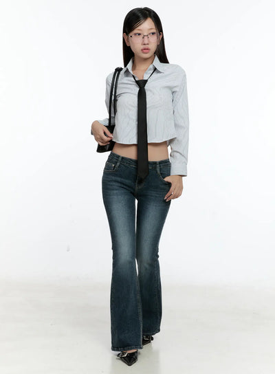 striped-cropped-shirt-cs517 / White
