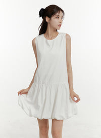 solid-bubble-hem-mini-dress-oy409 / White