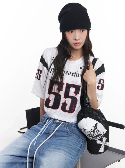 mesh-jersey-crop-top-ic503 / White