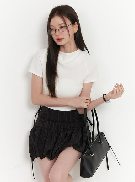 classy-mock-neck-blouse-top-iy509 / White