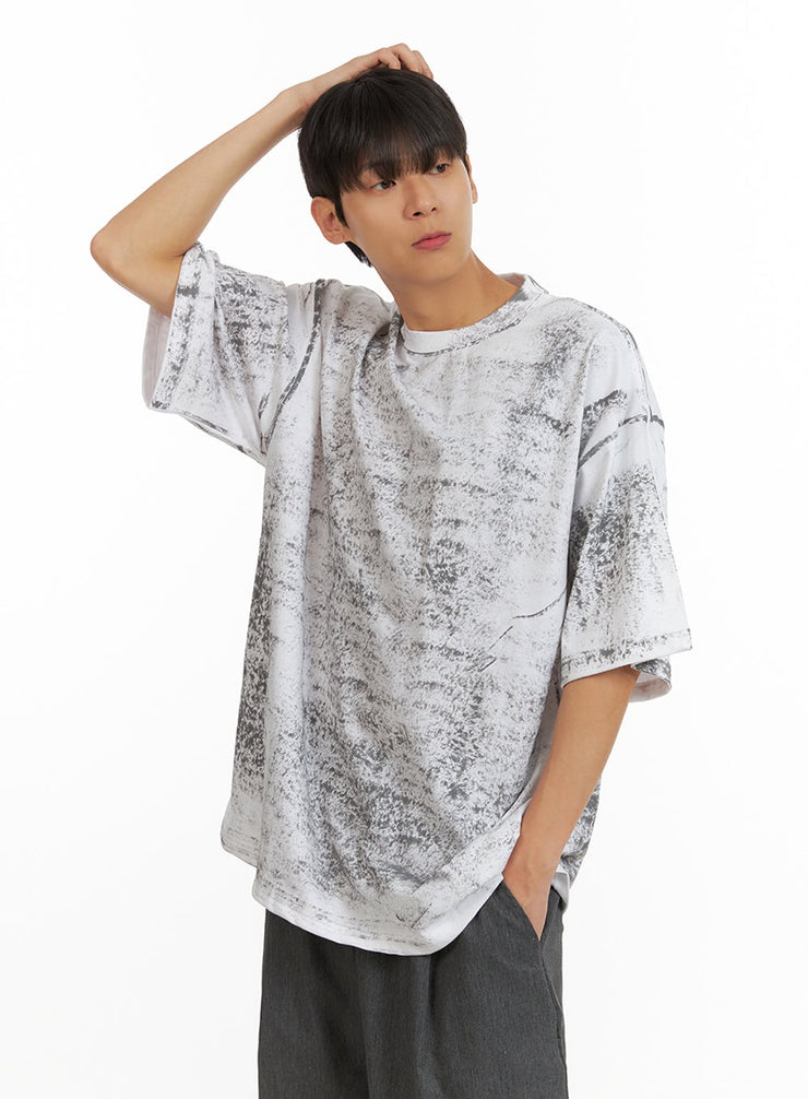 mens-graphic-round-neck-oversized-top-iu418 / White