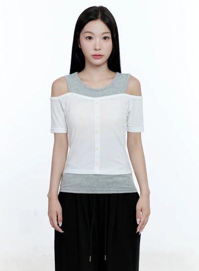 layered-off-shoulder-top-cg513 / White
