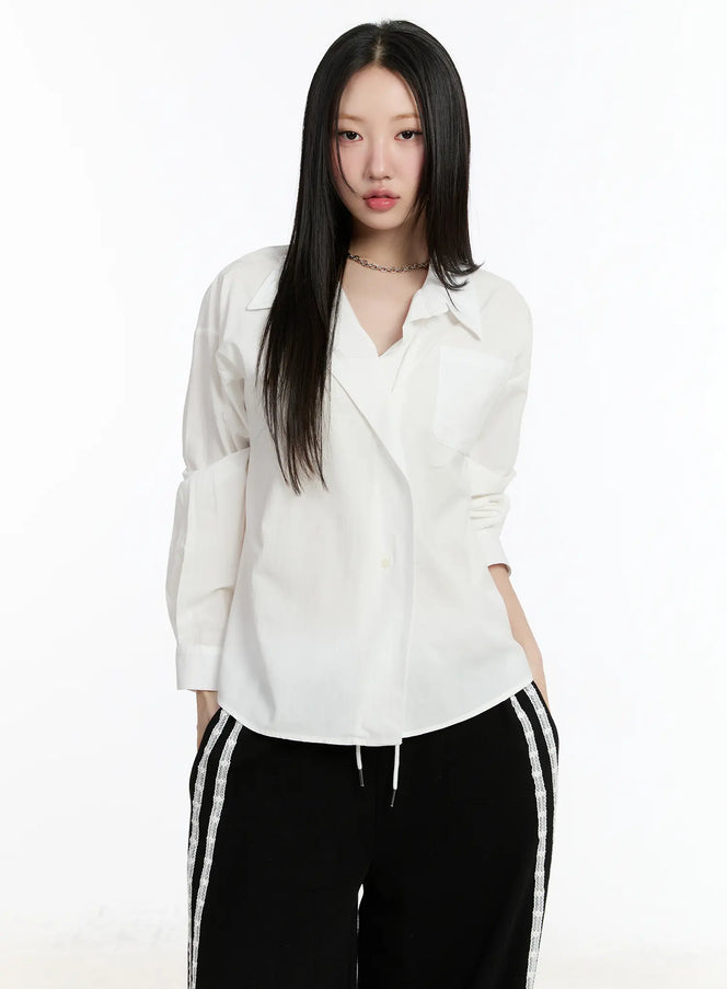oversized-button-up-shirt-cm511 / White
