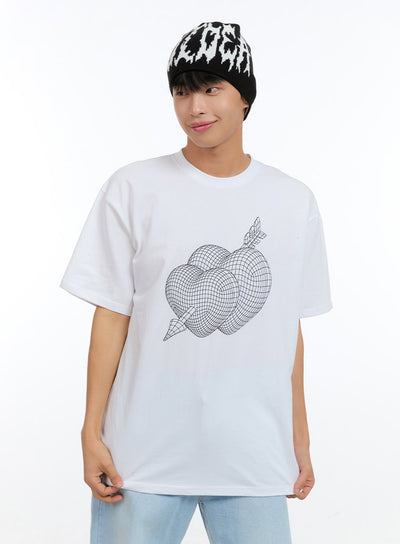 mens-cotton-graphic-round-neck-t-shirt-ig416 / White
