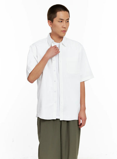 mens-short-sleeve-button-up-ig511 / White
