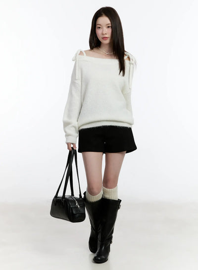 double-strap-off-shoulder-knit-top-id510 / White
