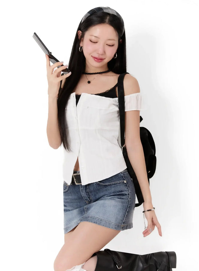 off-shoulder-ruffle-blouse-im509 / White