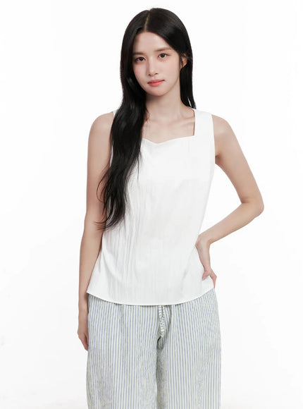 back-tie-square-neck-tank-cl516 / White