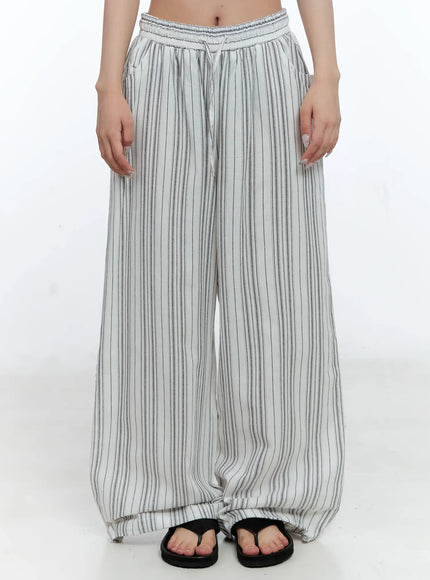 striped-wide-leg-pants-cl530 / White