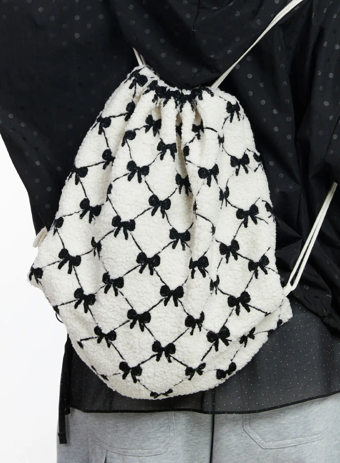 ballet-core-ribbon-drawstring-bag-cf503 / White