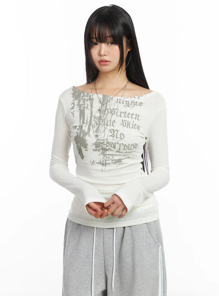 edgy-boat-neck-graphic-long-sleeve-tee-cf506-1 / White
