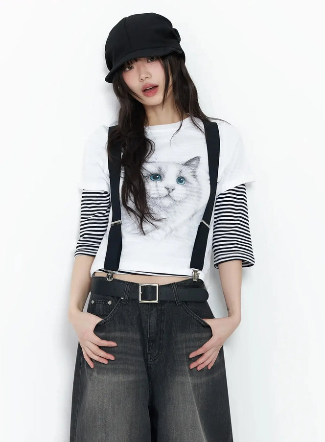 graphic-print-tee-if505 / White