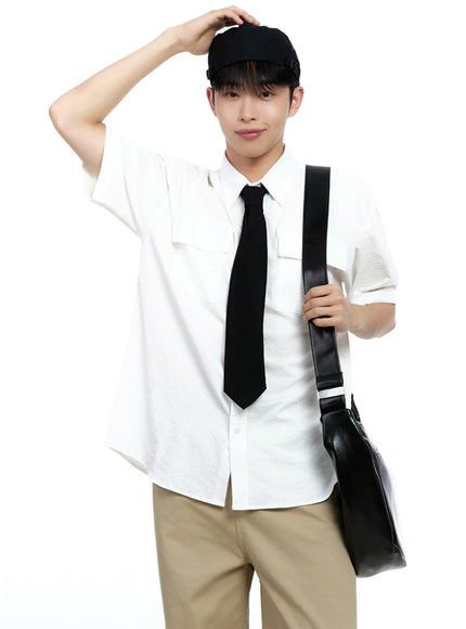 mens-casual-crinkle-texture-shirt-ig520 / White