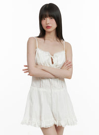 frill-ribbon-mini-dress-cy428 / White