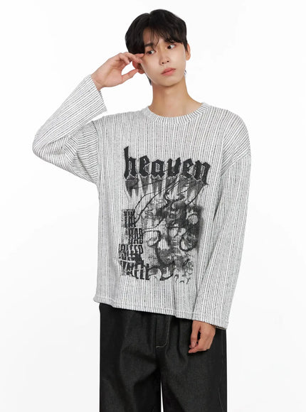 Men's Striped Graphic Knit Long Sleeve IO516