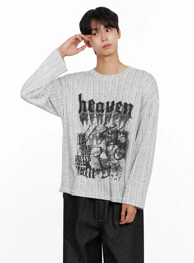 Men's Striped Graphic Knit Long Sleeve IO516