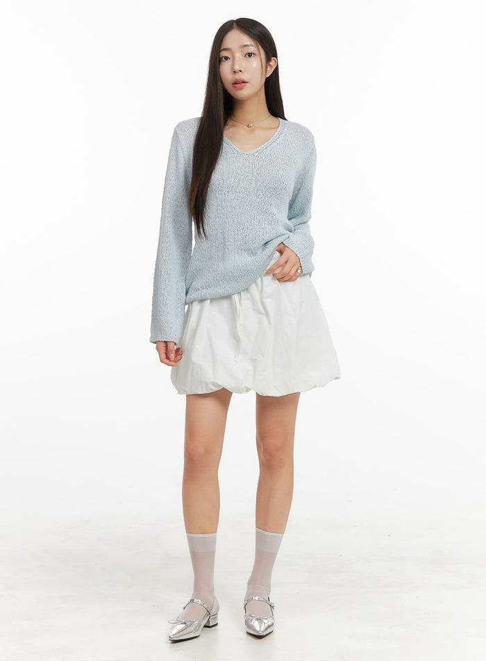 bubble-hem-mini-skirt-oa429 / White