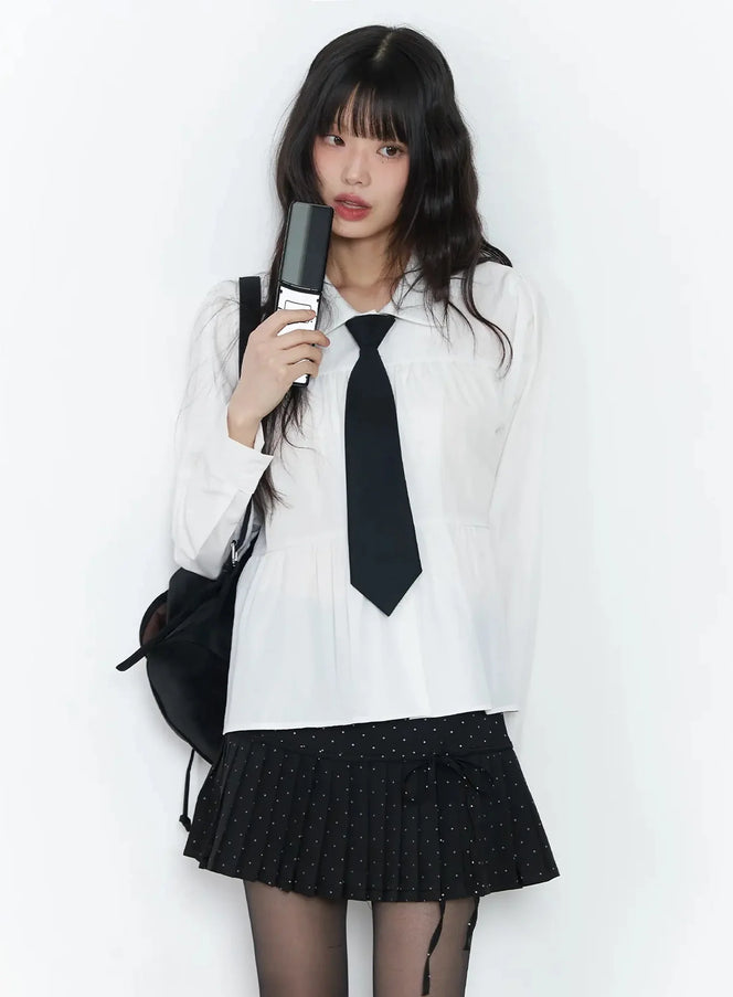 shirred-long-shirt-if505 / White