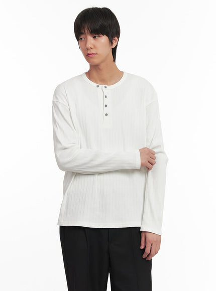 mens-ribbed-buttoned-long-sleeve-shirt-ia511 / White