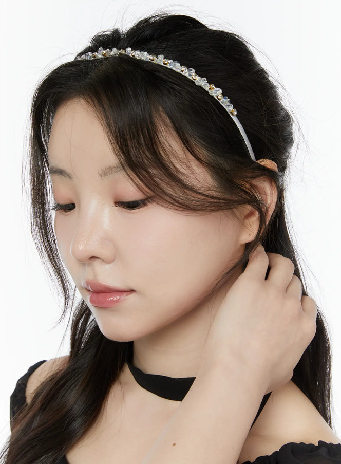cubic-gemstone-hairband-iy511 / White