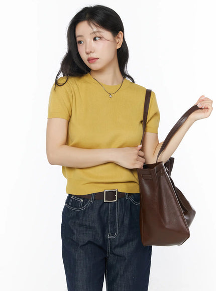 basic-ribbed-knit-top-cd805 / Yellow