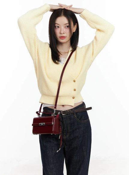 chic-v-neck-wrap-knit-cardigan-if520 / Yellow