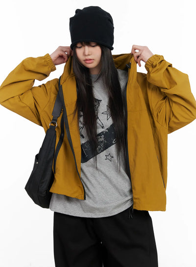 unisex-oversized-zip-up-windbreaker-cm513 / Yellow