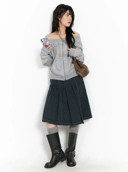 pleated-belted-denim-skirt-cn528