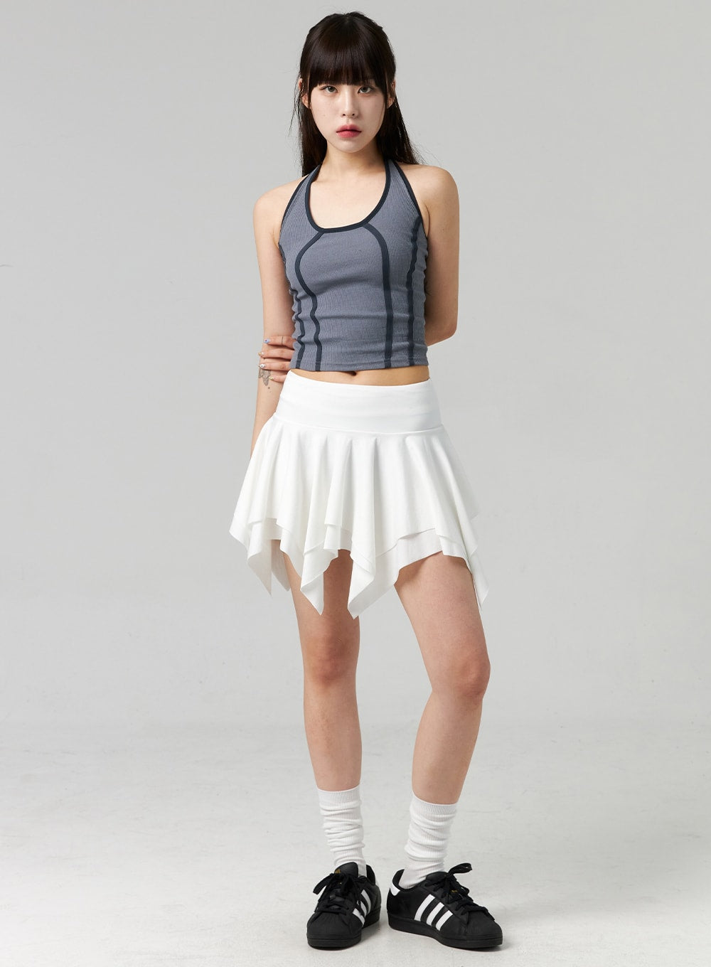 layered-ruffle-mini-skirt-cl324