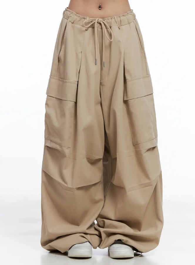 wide-leg-cargo-balloon-pants-cl514 / Beige