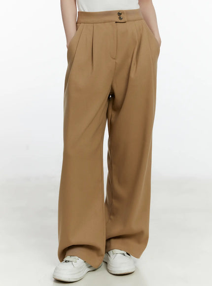 pintuck-wide-leg-trousers-f502 / Beige