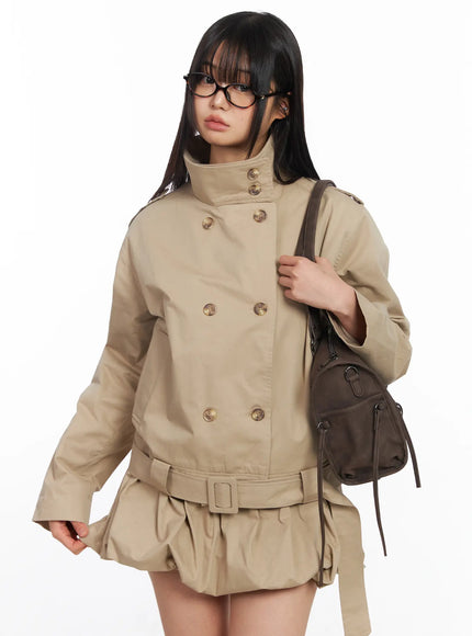 oversized-belted-trench-jacket-cf504 / Beige