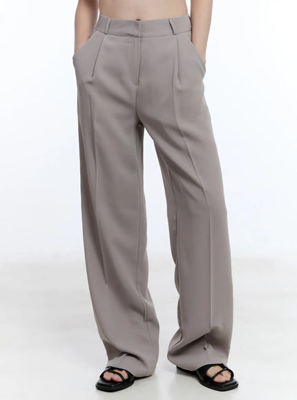 elegant-pintuck-wide-leg-pants-cu513 / Beige