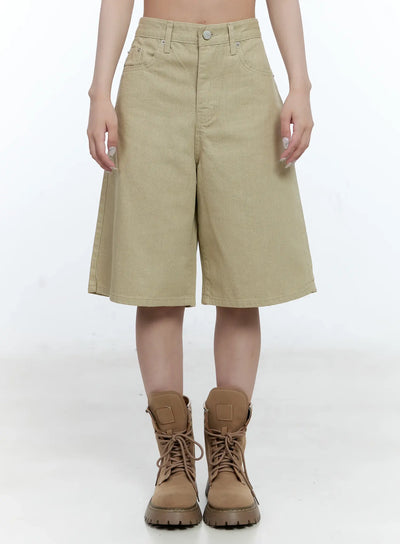 wide-leg-bermuda-shorts-cg501 / Beige