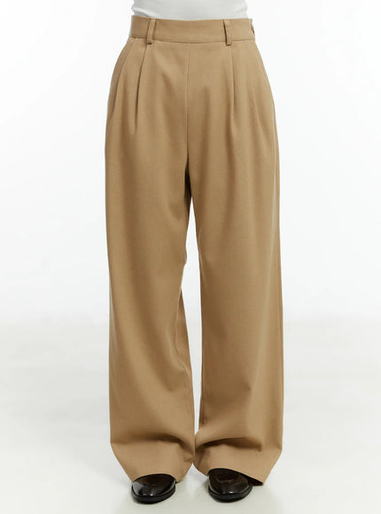 high-waist-pintuck-slacks-cd514 / Beige