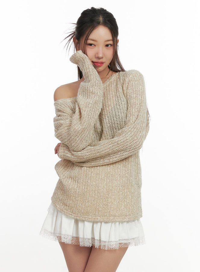 elegant-off-shoulder-shirt-cn428 / Beige